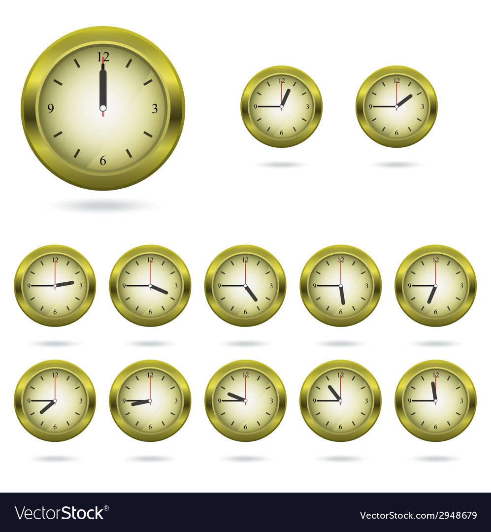 Set of colorful clock icon