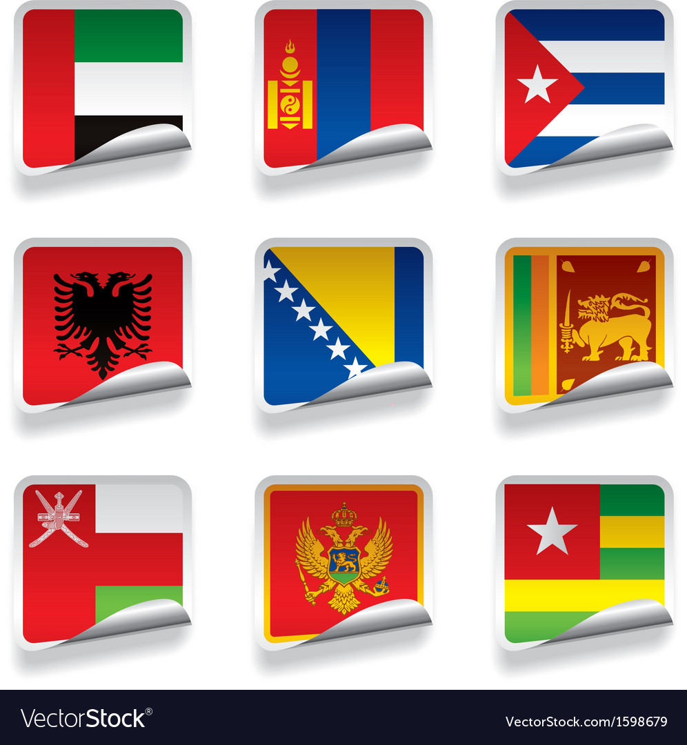 Sticker flags Royalty Free Vector Image - VectorStock