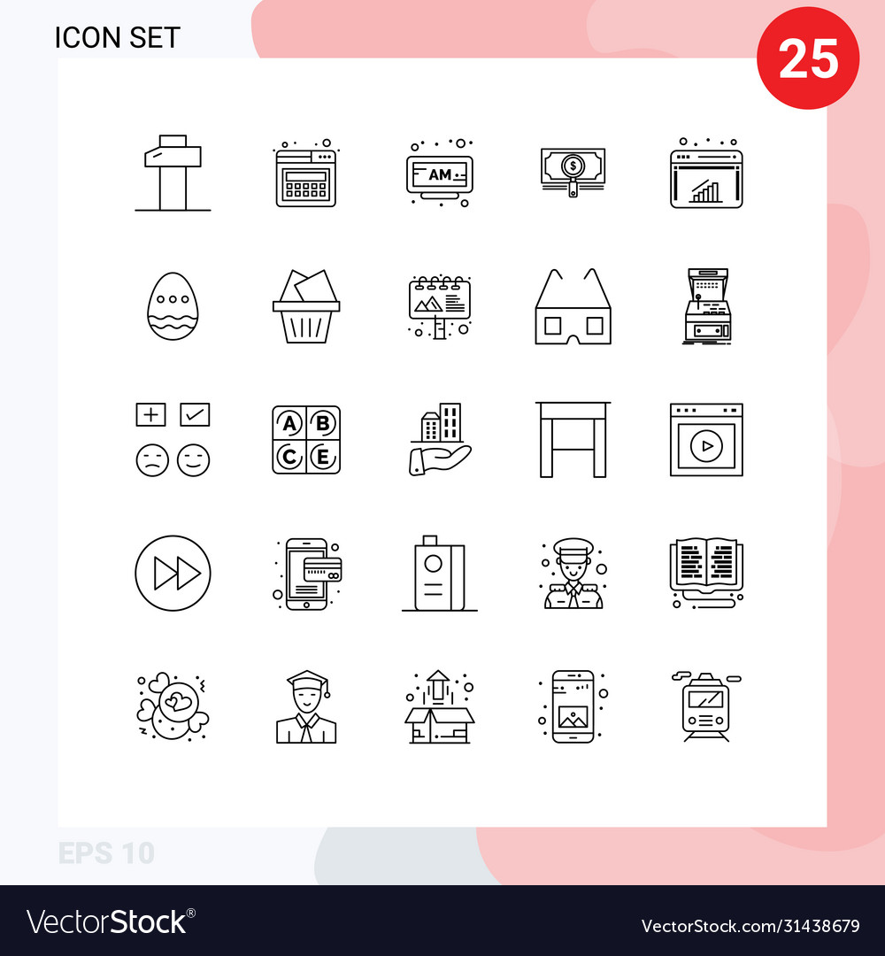 Stock icon pack 25 line signs and symbols