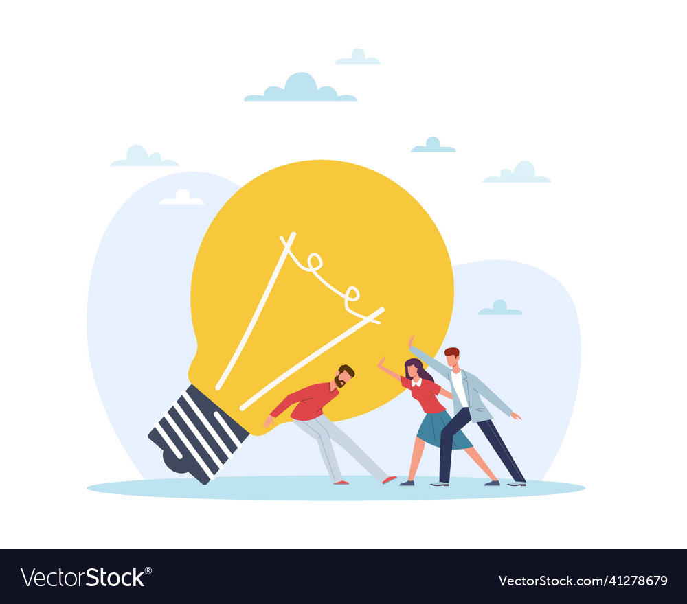 Teamwork of creating an idea group royalty free vector image