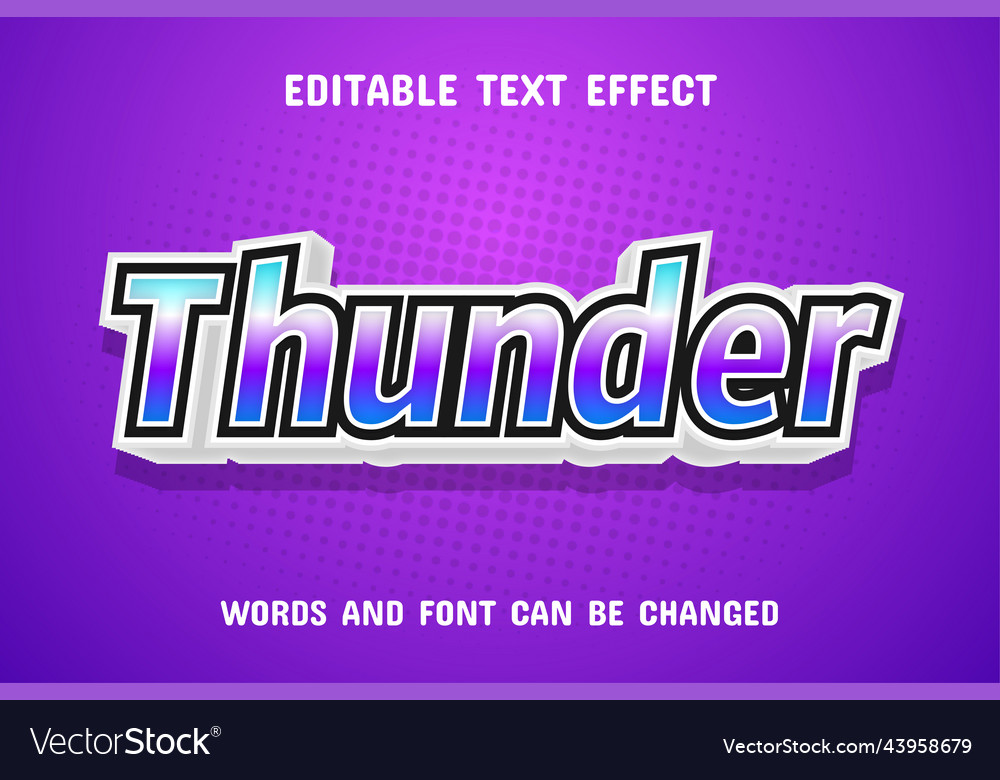 Thunder 3d text effect vector image Thunder 3d text effect