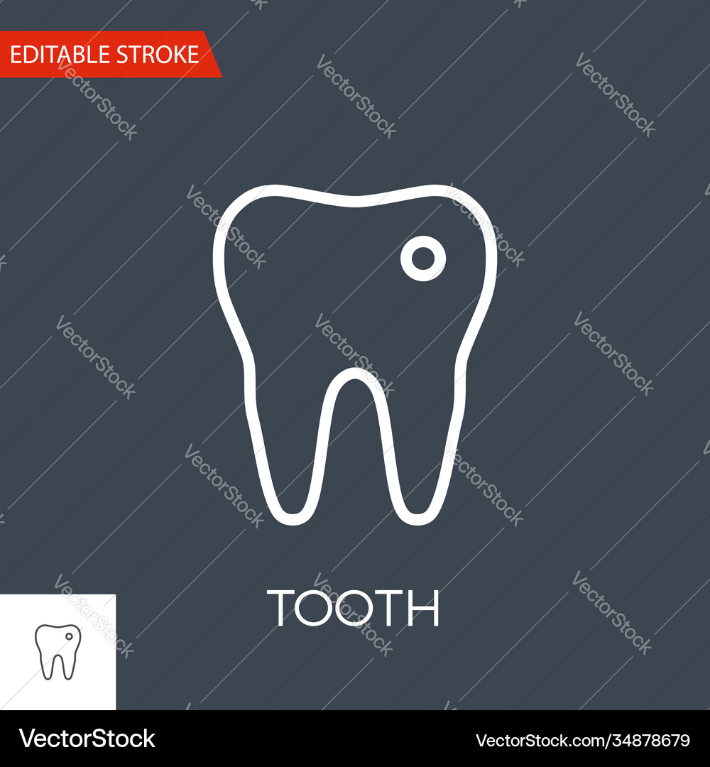 Tooth thin line icon Royalty Free Vector Image
