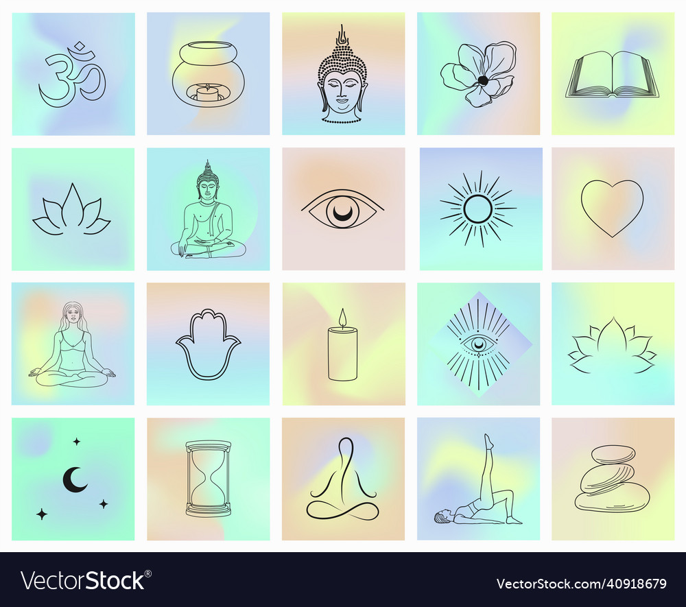 Yoga esoteric abstract mystic line art elements Vector Image