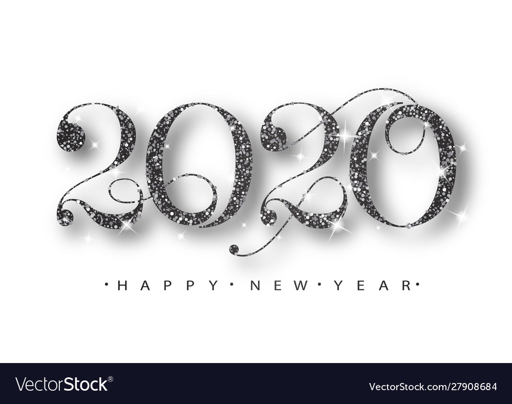 2020 happy new year black numbers design