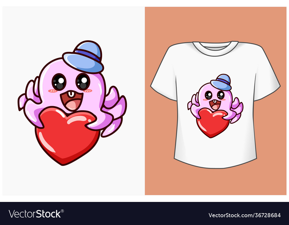 31 mockup octopus with heart cartoon