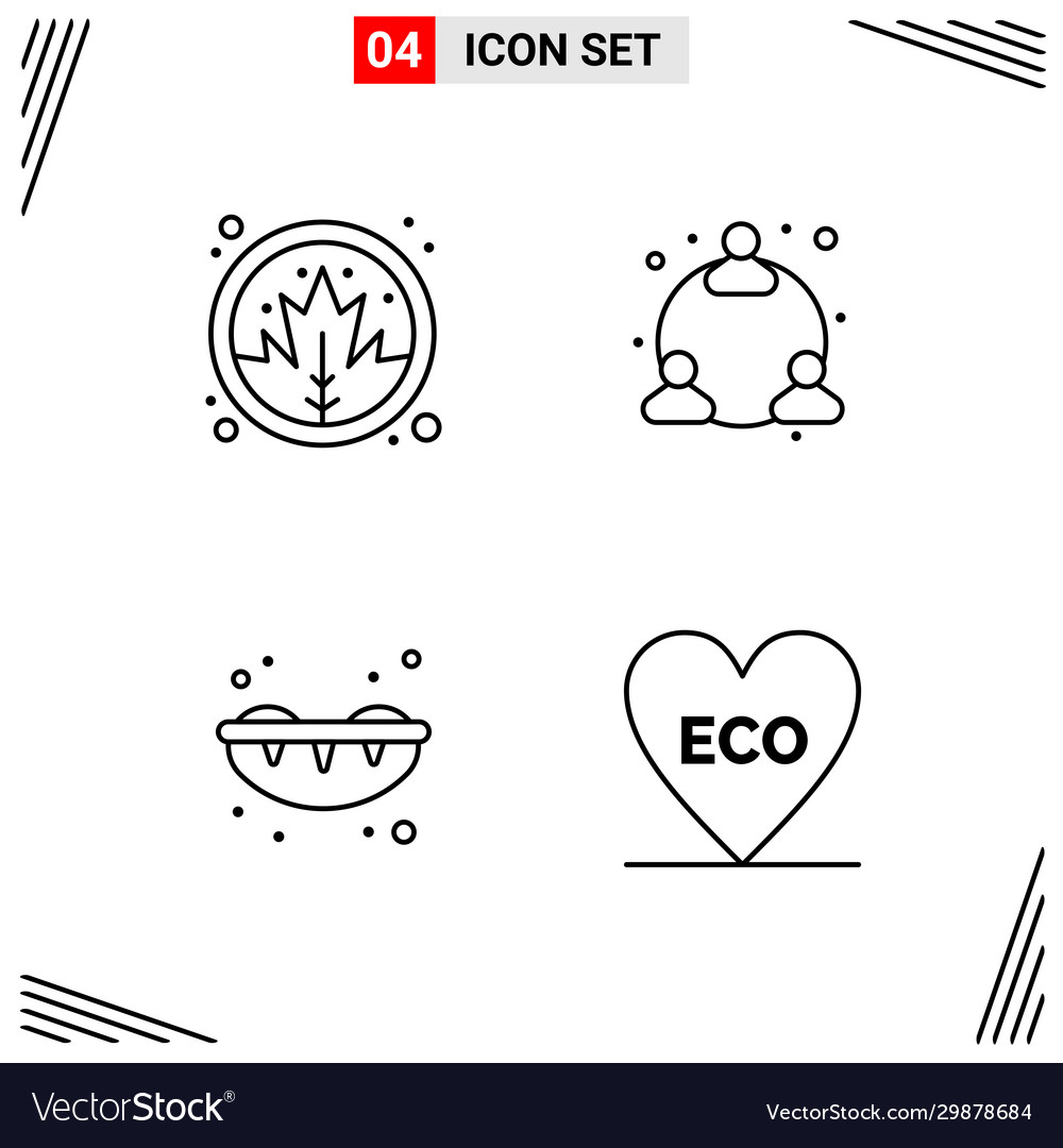 4 icons line style grid based creative outline
