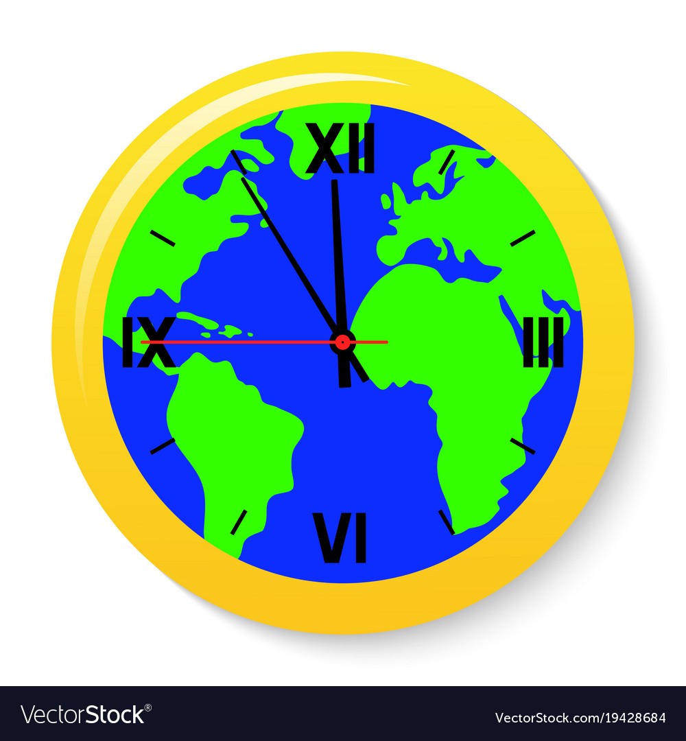 A clock with world map on the dial