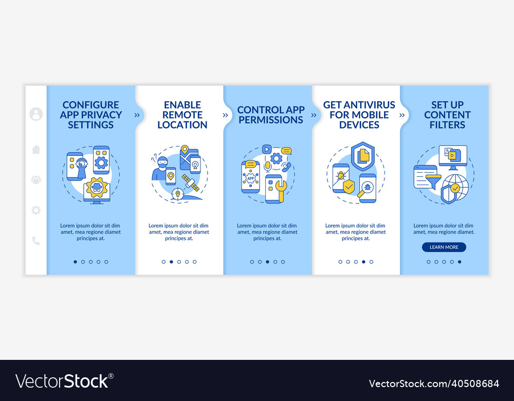 Apps privacy setting configuration onboarding vector image Apps privacy setting configuration onboarding