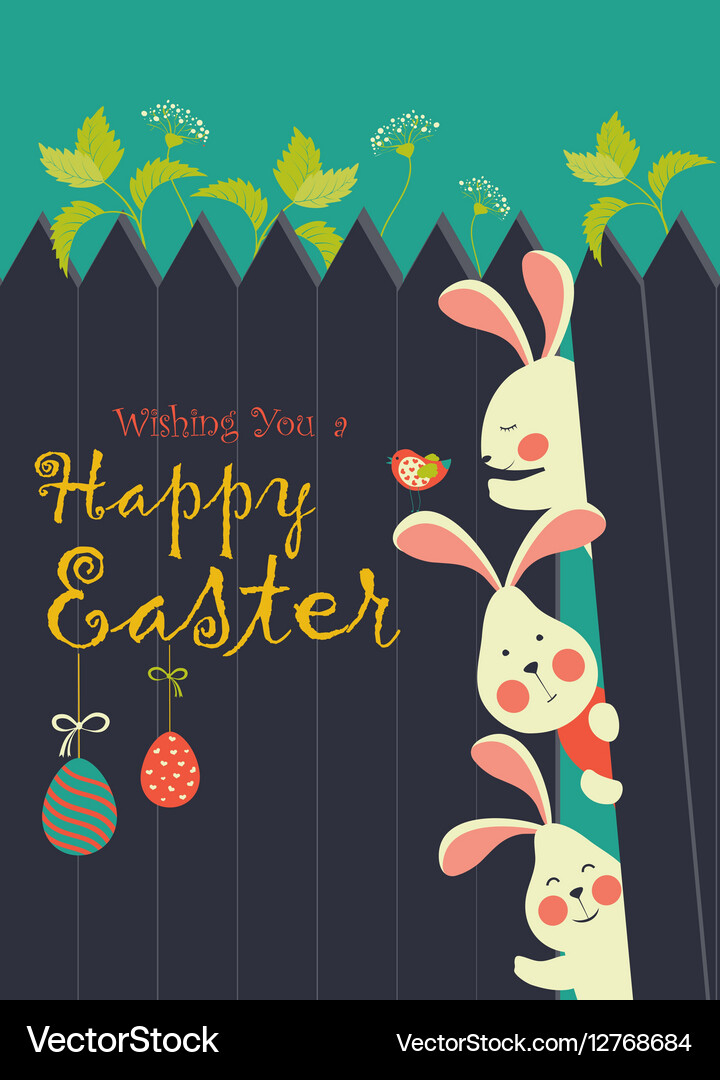 Bunnies and easter eggs Royalty Free Vector Image