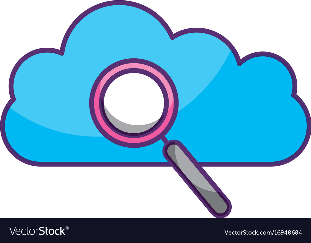 Cloud computing with magnifying glass