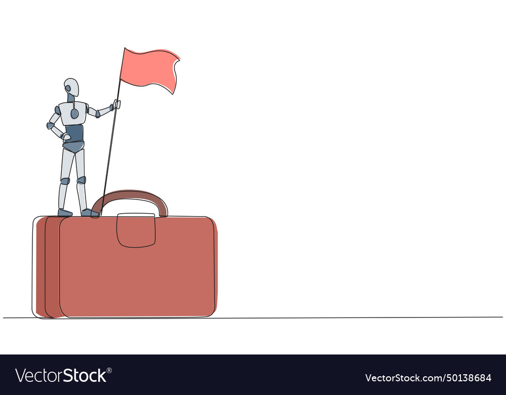 Continuous one line drawing of robotic artificial vector image Continuous one line drawing of robotic artificial