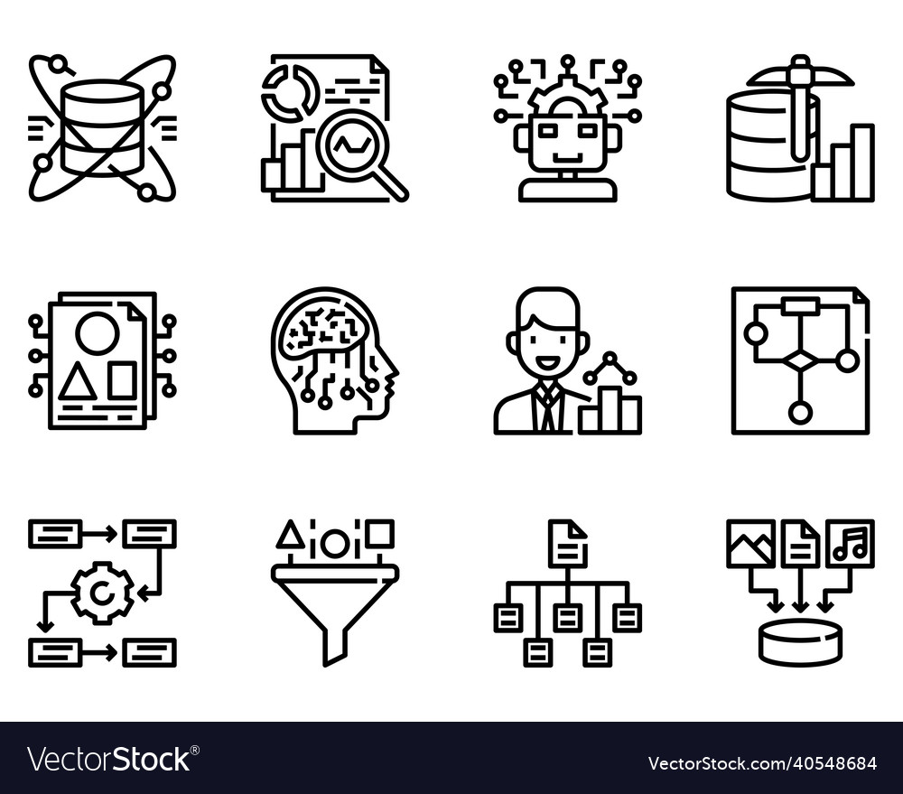 Data science outline icon and symbol for website