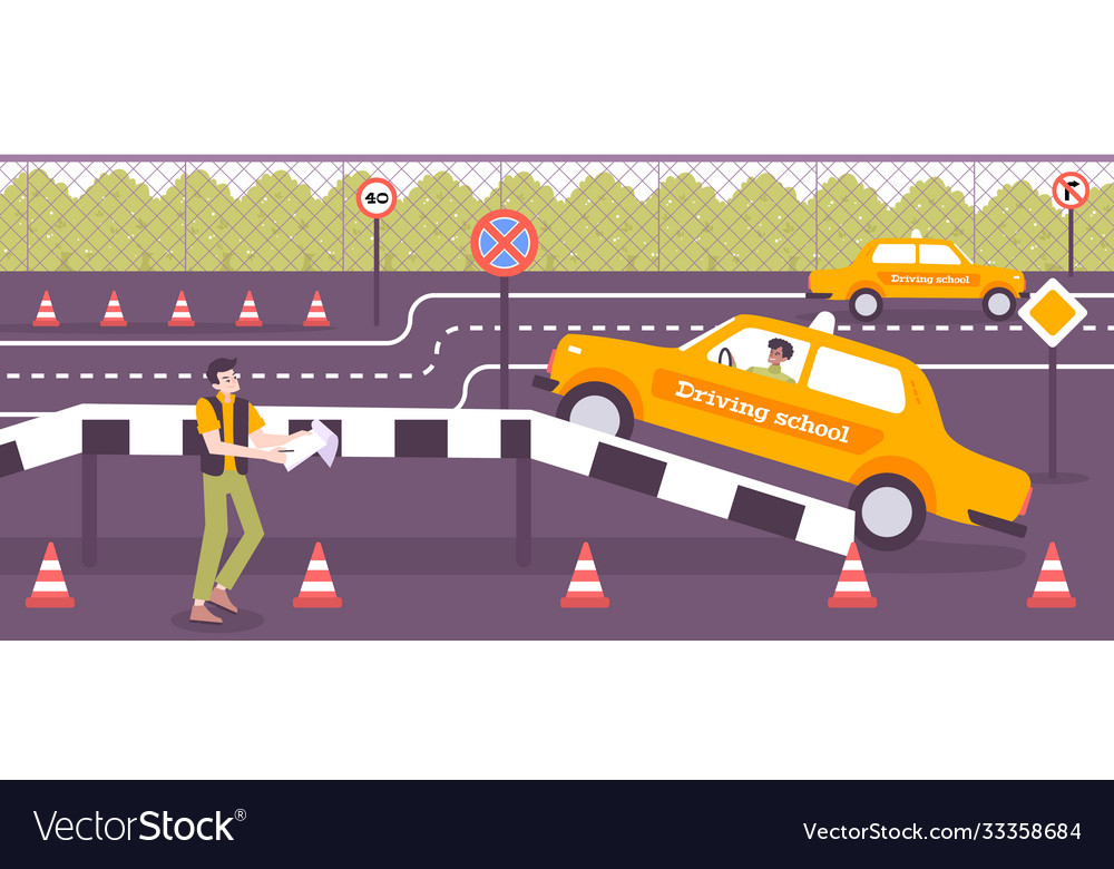 Driving school training background Royalty Free Vector Image Driving school training background Royalty Free Vector Image