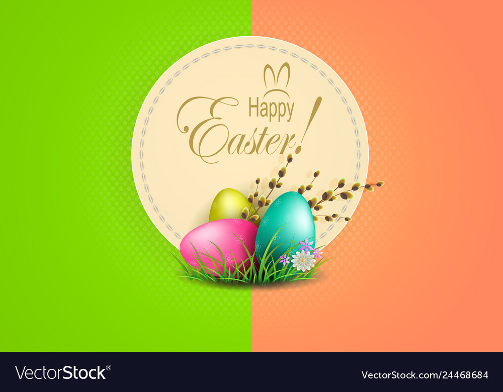 Easter multicolored composition with a round frame