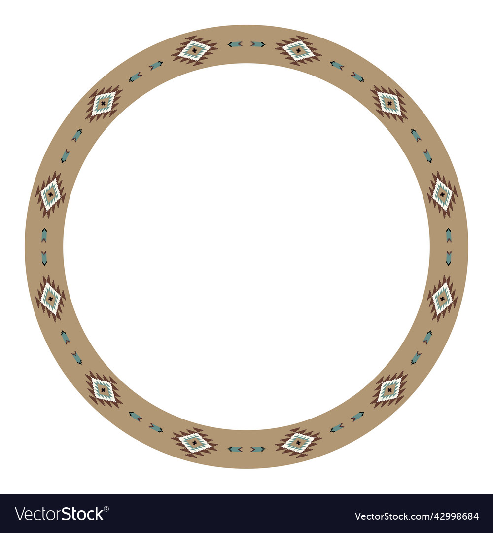 Ethnic round border with south western pattern Vector Image