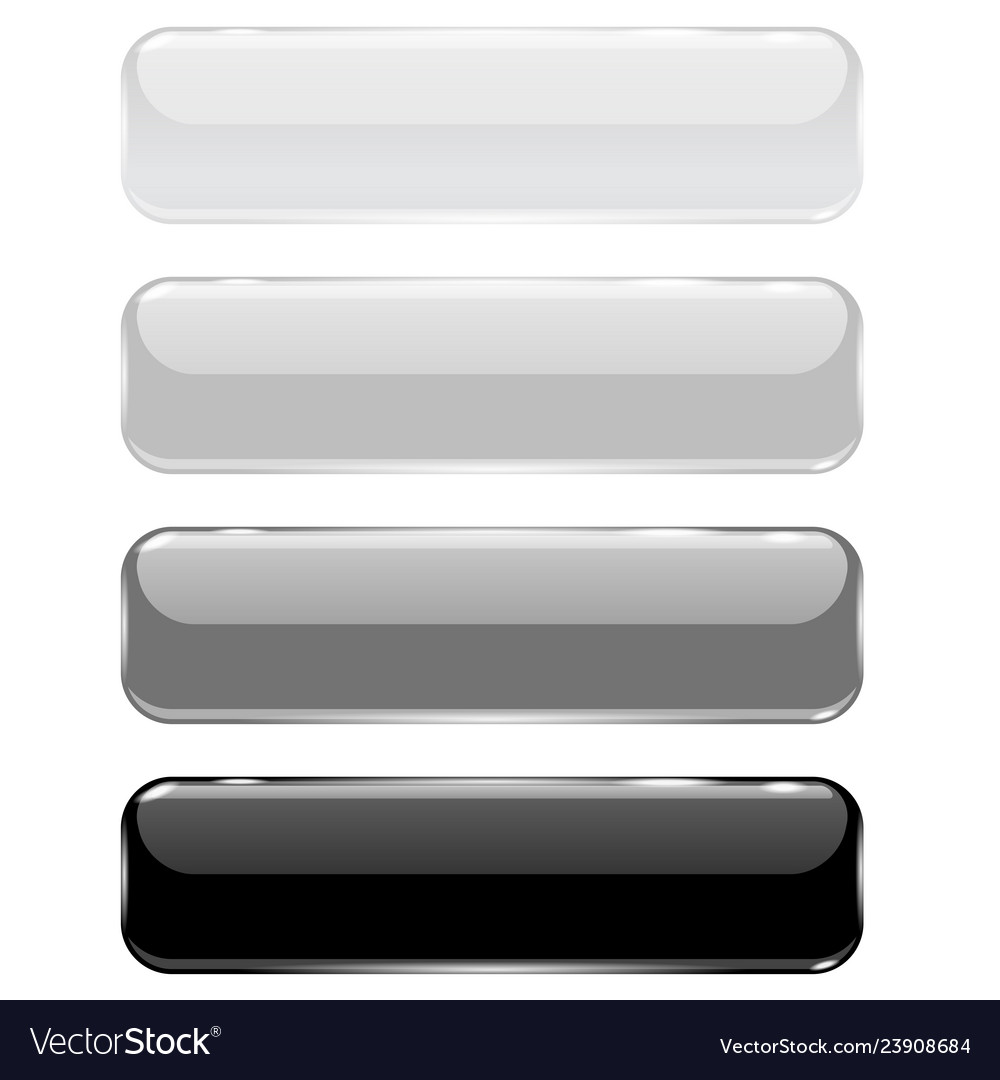 Gray and black 3d glass buttons Royalty Free Vector Image