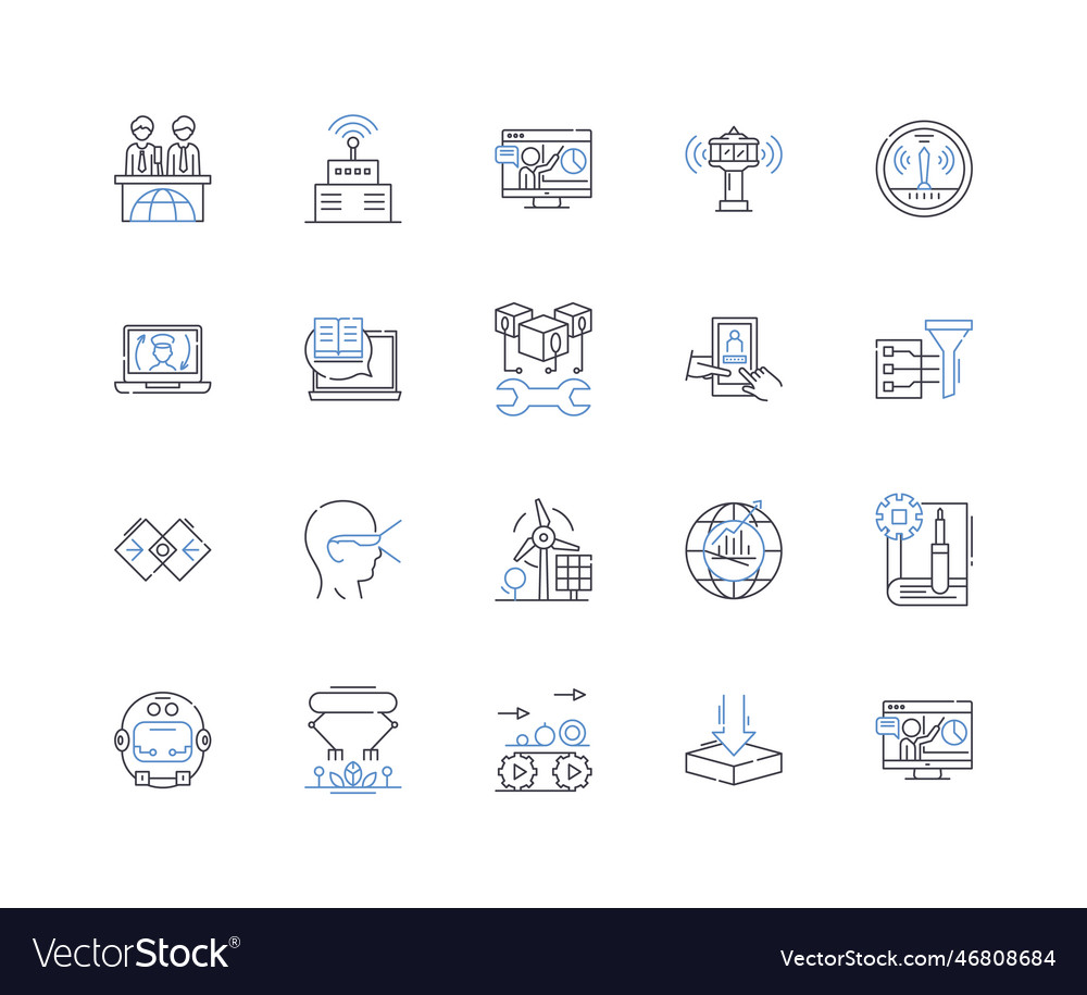 Hi-tech gadgets line icons collection robotics