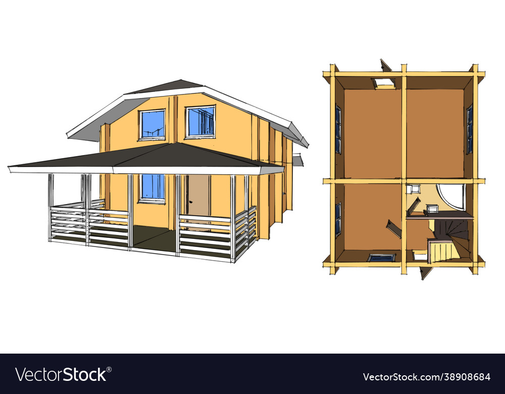 House blueprint layout home building architecture vector image House blueprint layout home building architecture