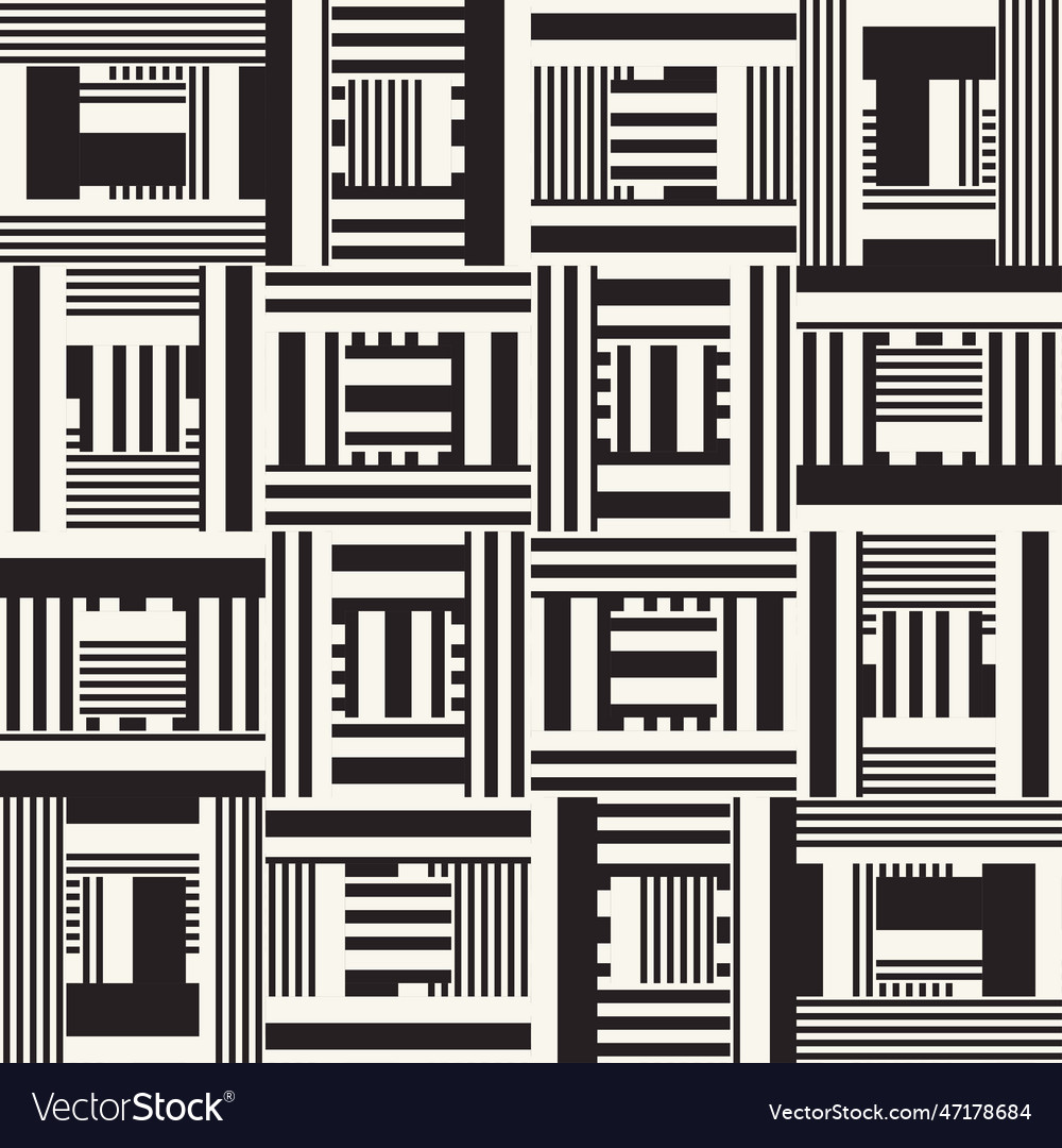 Monochrome variegated striped blocks pattern vector image Monochrome variegated striped blocks pattern