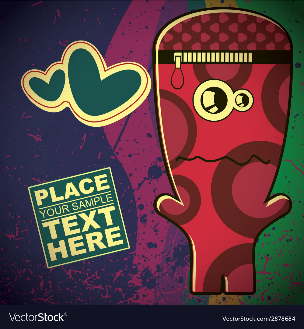 Monster on retro background Royalty Free Vector Image