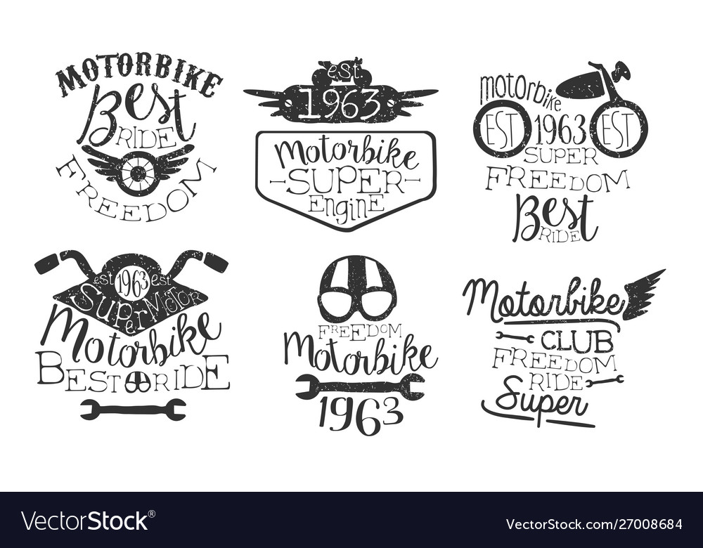 Motorbike club retro labels set super freedom vector image Motorbike club retro labels set super freedom