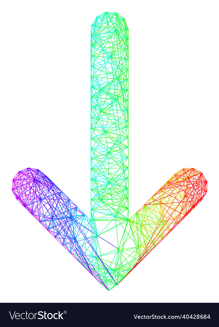 Multicolored linear down arrow vector image Multicolored linear down arrow