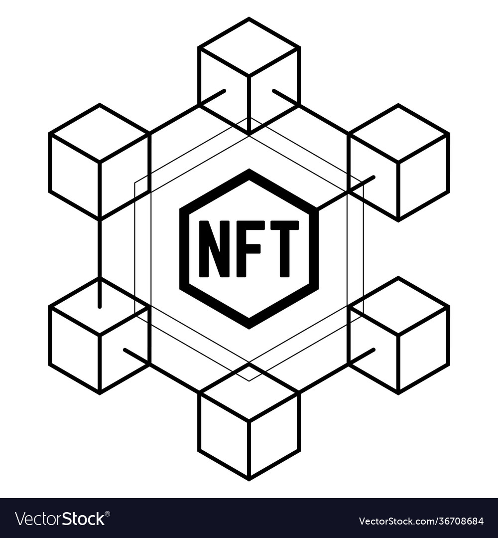 Nft non fungible token black and white vector image Nft non fungible token black and white