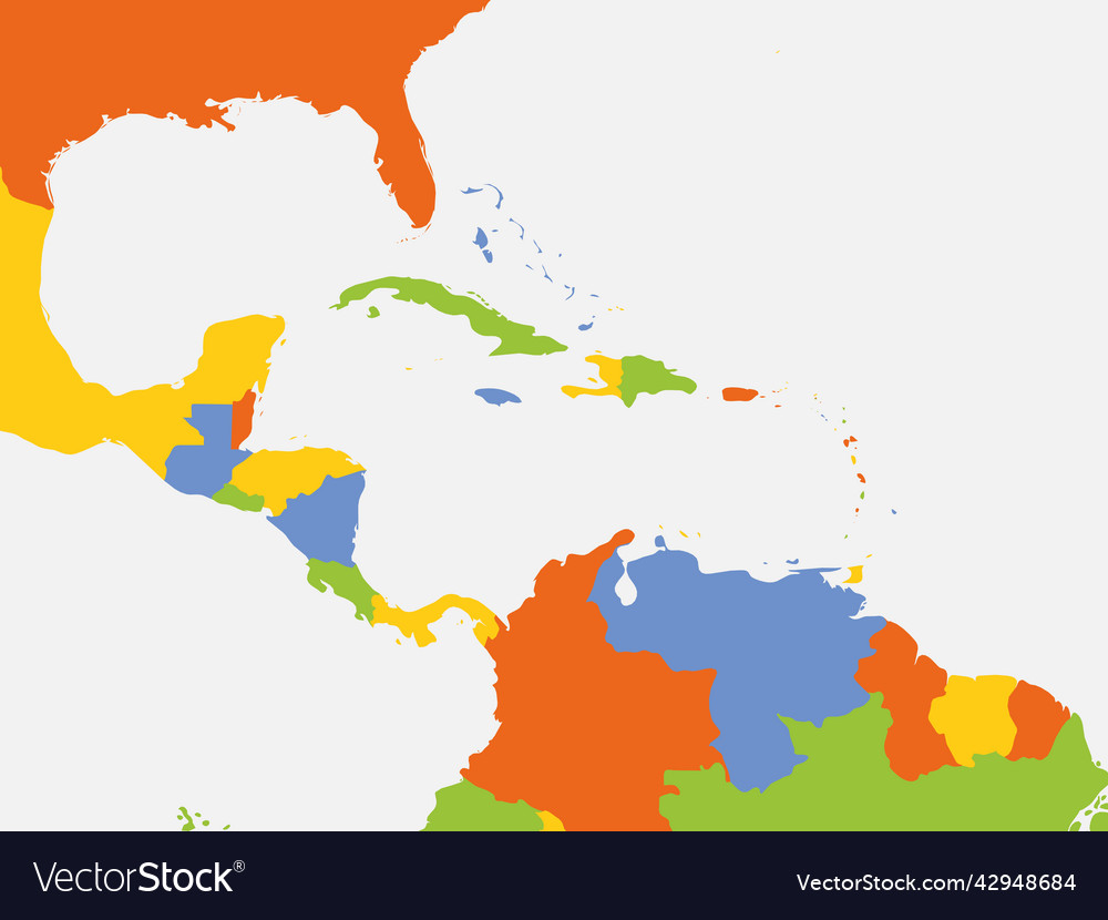 Political map of central american and caribbean