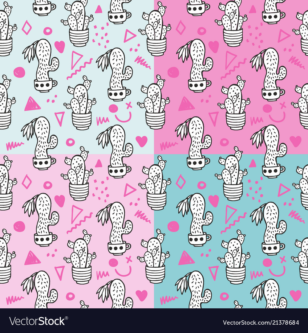 Seamless pattern with cactus vector image Seamless pattern with cactus