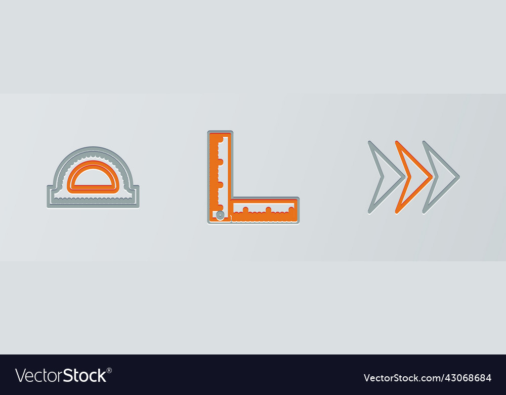 Set line arrow protractor grid and folding ruler vector image Set line arrow protractor grid and folding ruler