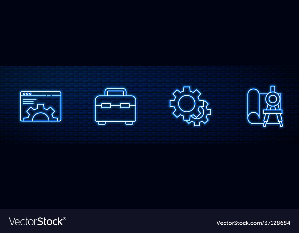 Set line gear browser setting toolbox vector image Set line gear browser setting toolbox