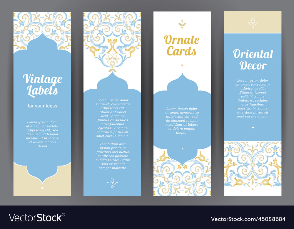 Set of ornate labels in eastern style Royalty Free Vector