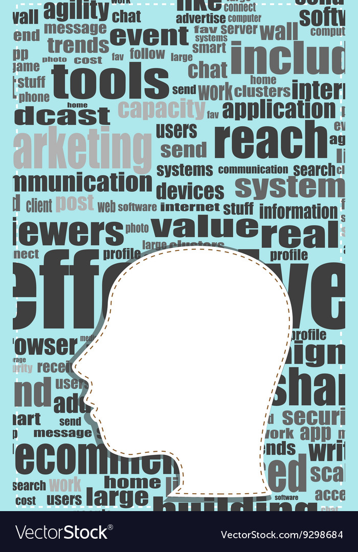 Silhouette of his head with the words Royalty Free Vector