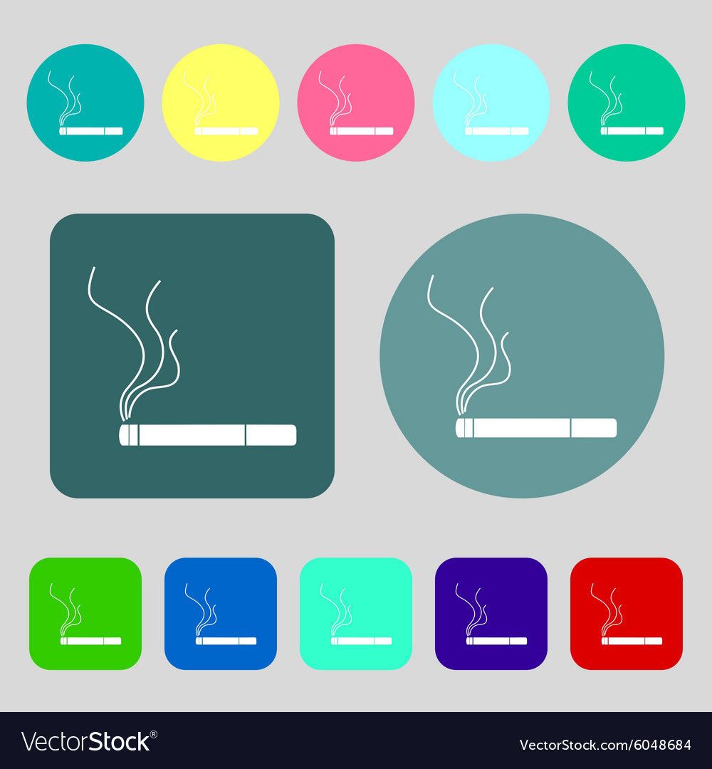 Smoking sign icon cigarette symbol 12 colored Vector Image