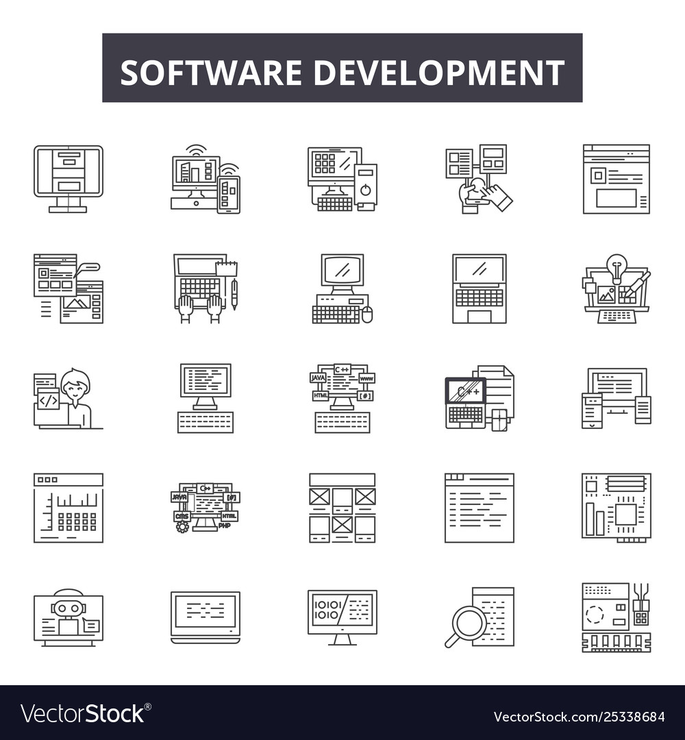 Software development line icons signs set vector image Software development line icons signs set