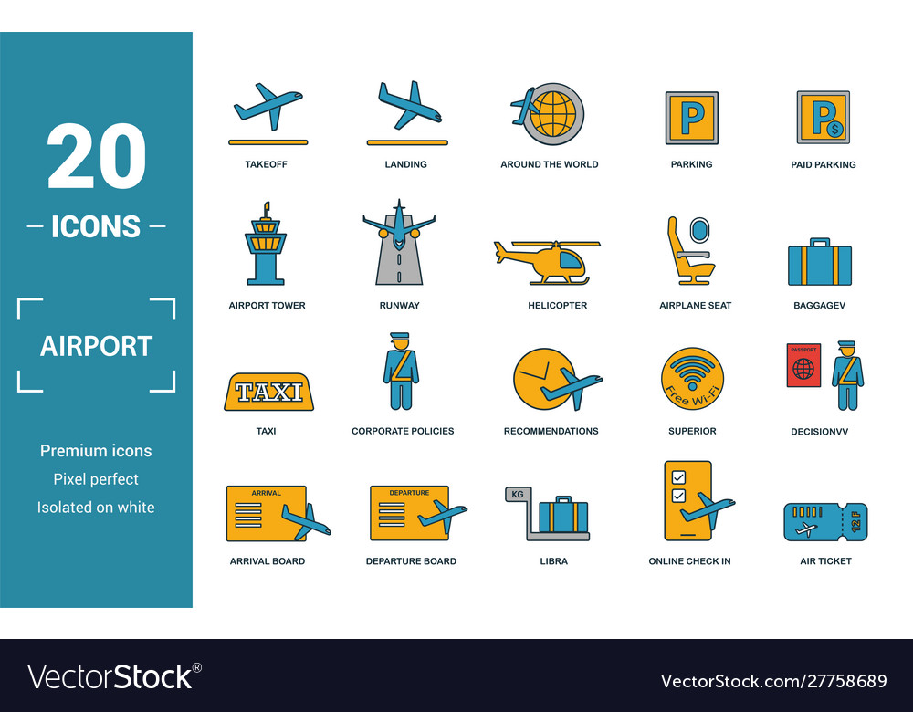 Airport icon set include creative elements