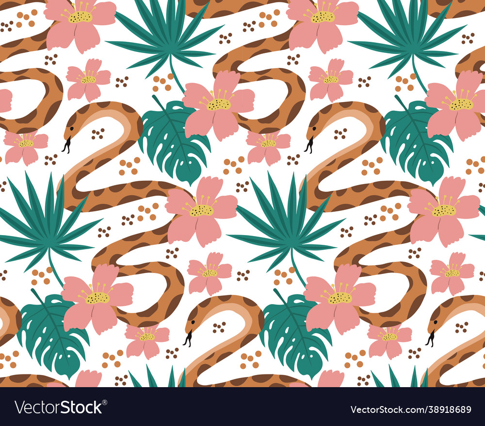 Beautiful seamless pattern with python vector image Beautiful seamless pattern with python