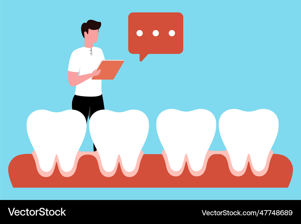 Boy looking at teeth Royalty Free Vector Image