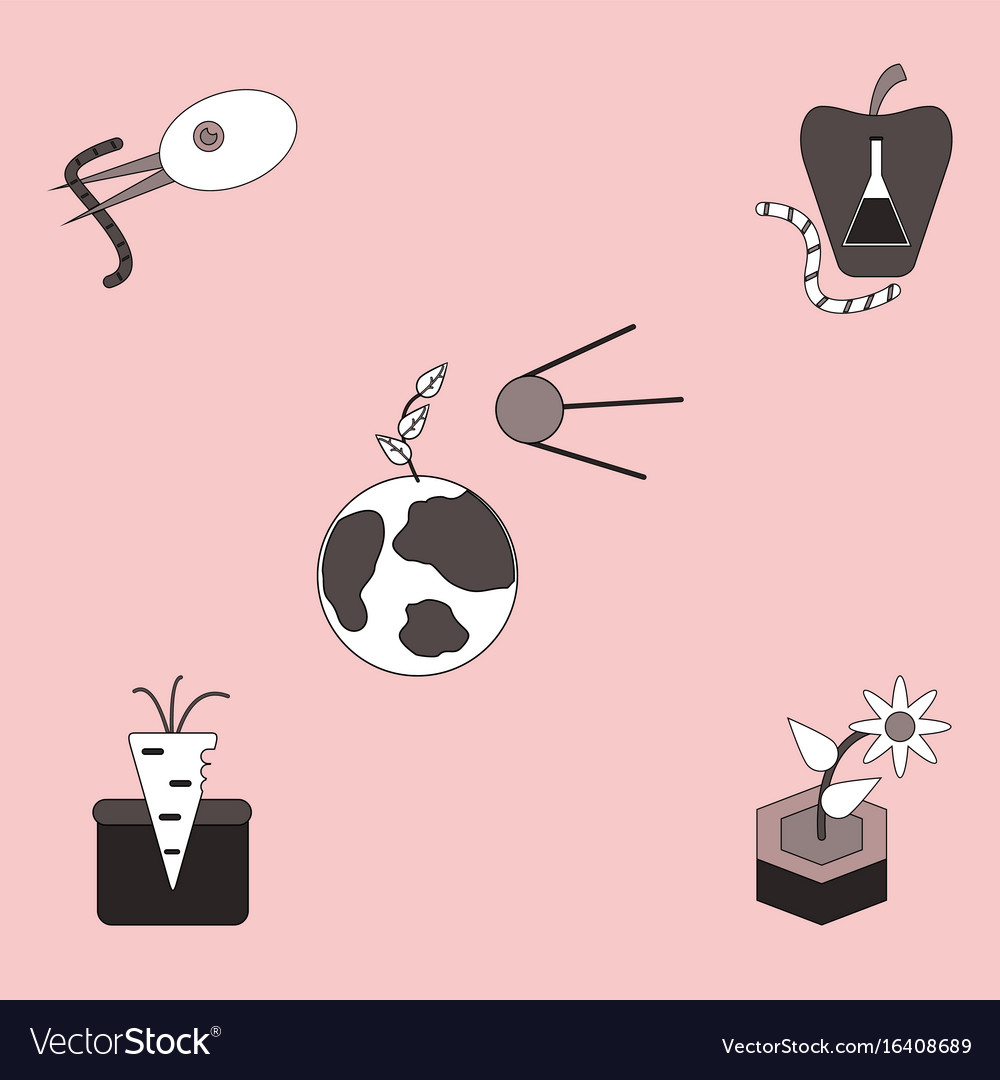 Collection of icons and planet ecosystem