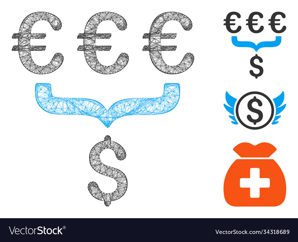 Euro dollar conversion aggregator polygonal web Vector Image Euro dollar conversion aggregator polygonal web