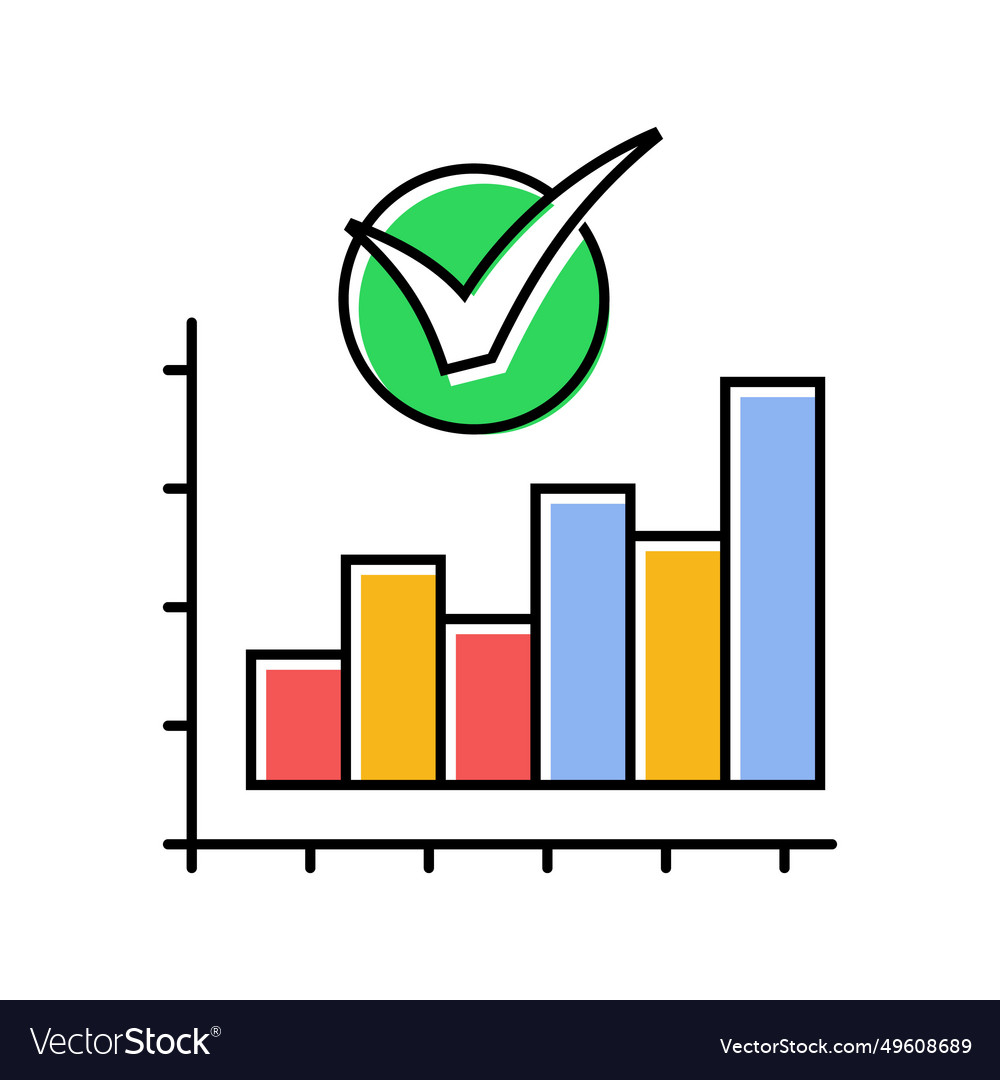 Graph check mark color icon