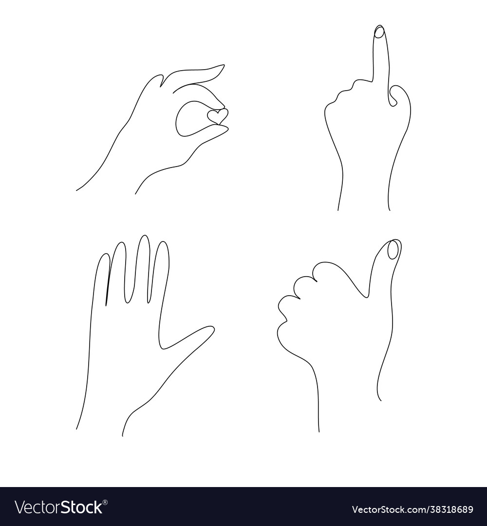 Hands in continuous linear style with editable vector image Hands in continuous linear style with editable