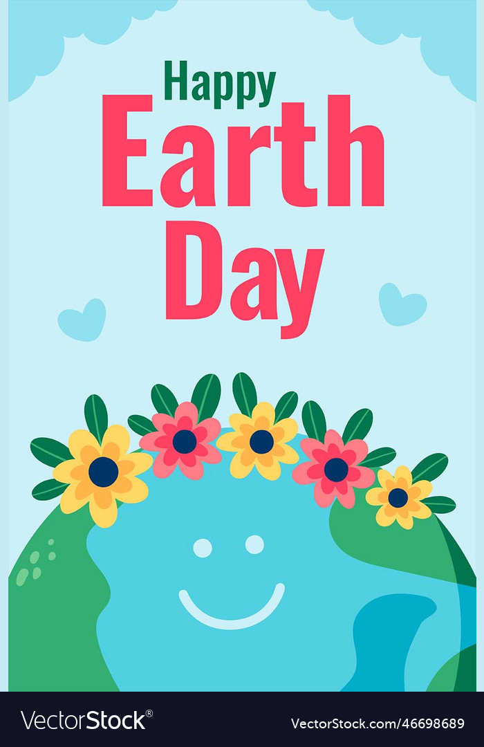 Happy earth day poster design template Royalty Free Vector