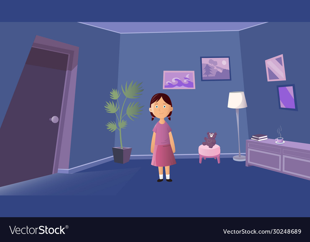 Kleines Mädchen im Zimmer vector image Kleines Mädchen im Zimmer