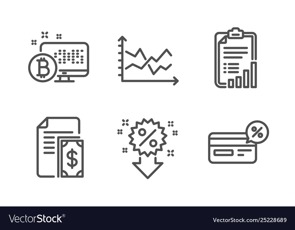 Payment checklist and bitcoin system icons set