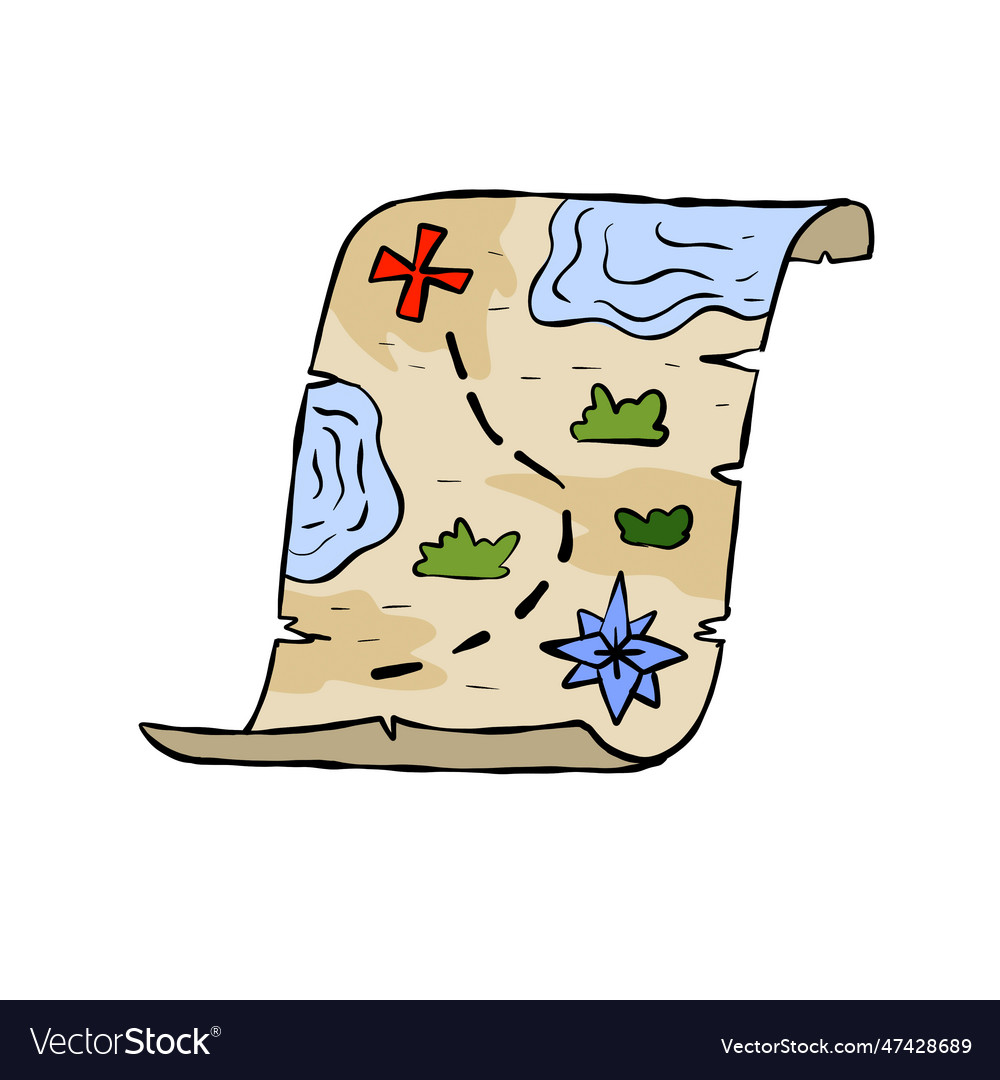 pirate-map-of-treasure-adventure-and-quest-vector-image