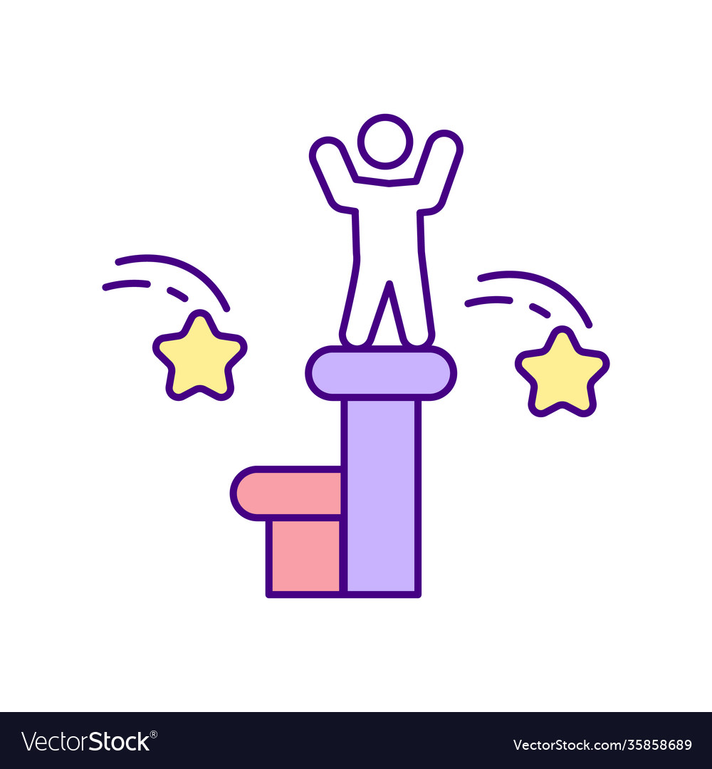 Reaching end game level rgb color icon vector image Reaching end game level rgb color icon