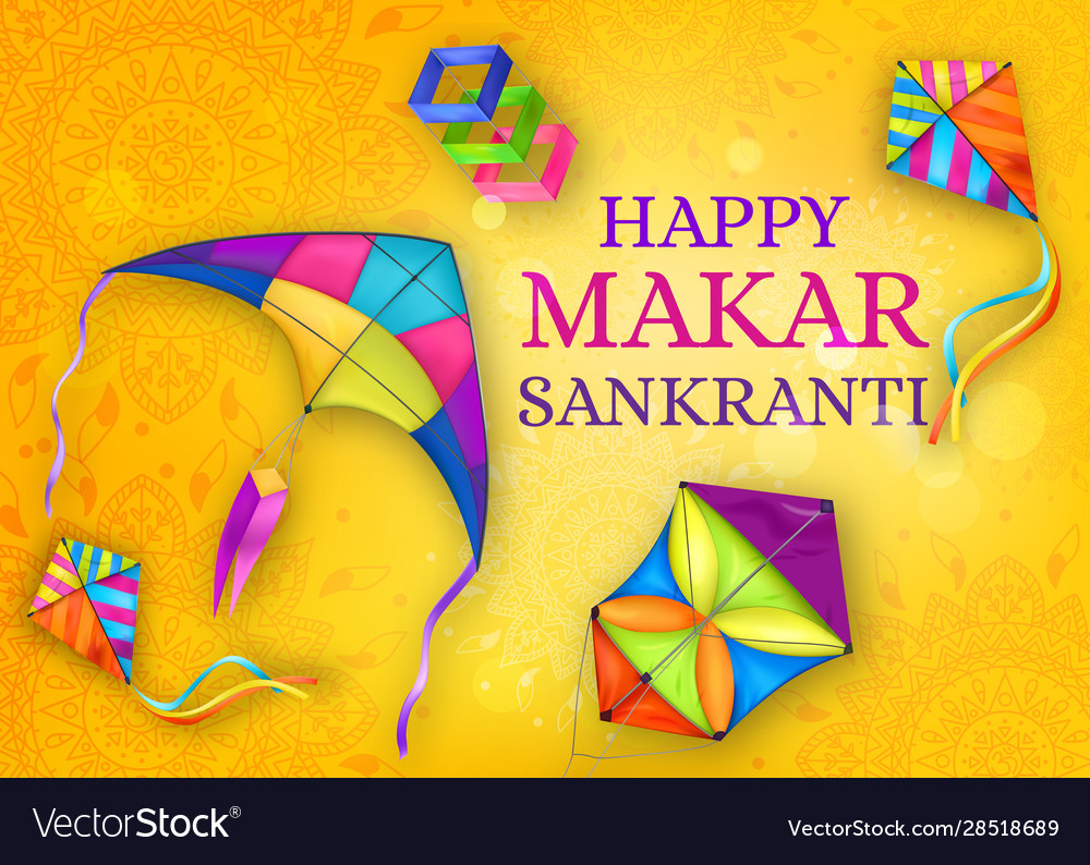 Realistic kite makar sankranti composition Vector Image