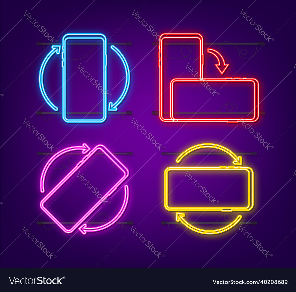 Rotate smartphone isolated icon neon device