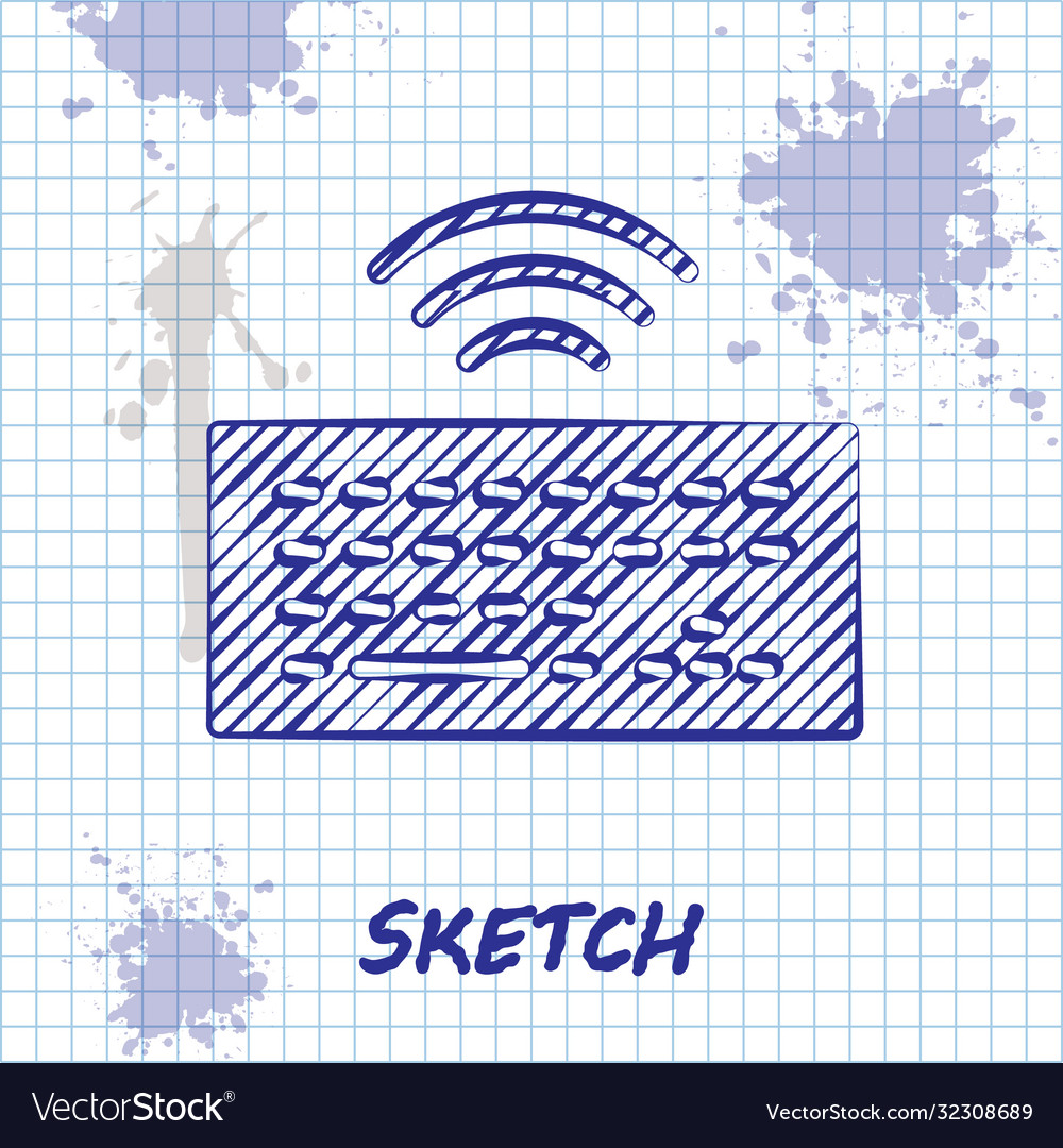 Sketch line wireless computer keyboard icon vector image Sketch line wireless computer keyboard icon